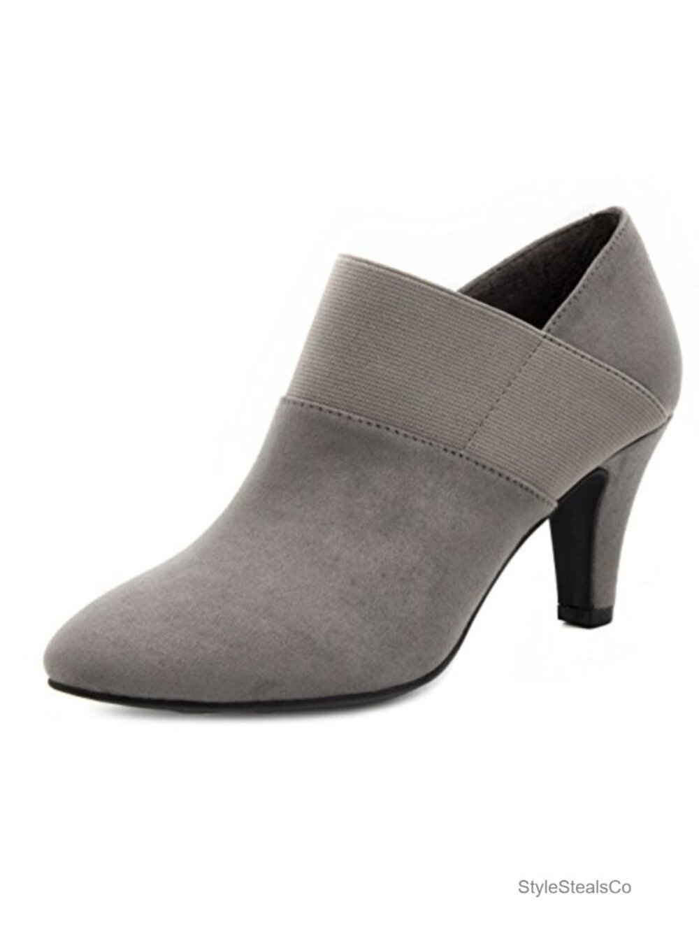 Faux Suede Ankle Booties Cone Heel Cushioned Comfort Fall